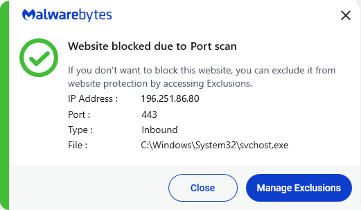 Malwarebytes blocks 196.251.86.80